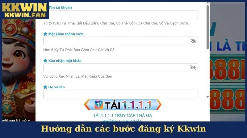 Đăng ký KKwin - Thủ Tục Mở Tài Khoản Cho Người Tham Gia
