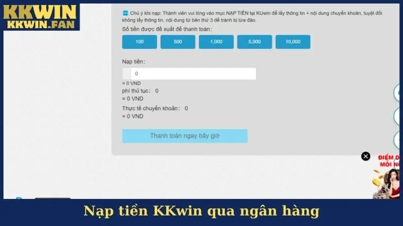 Nạp Tiền KKwin - Tổng Hợp 6 Kênh Thanh Toán Cho Dân Chơi